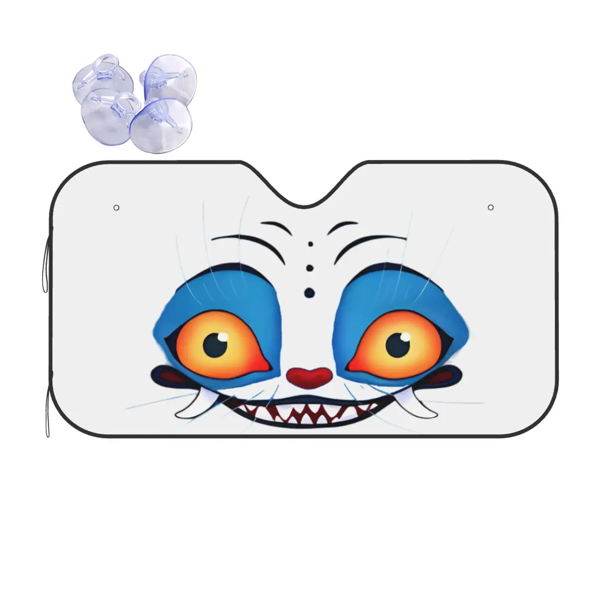 

Kpop Demon Hunters Blue Tiger Face Универсальный солнцезащитный козырек на лобовое стекло 76x140 см, солнцезащитный козырек из алюминиевой фольги, автомобильные чехлы