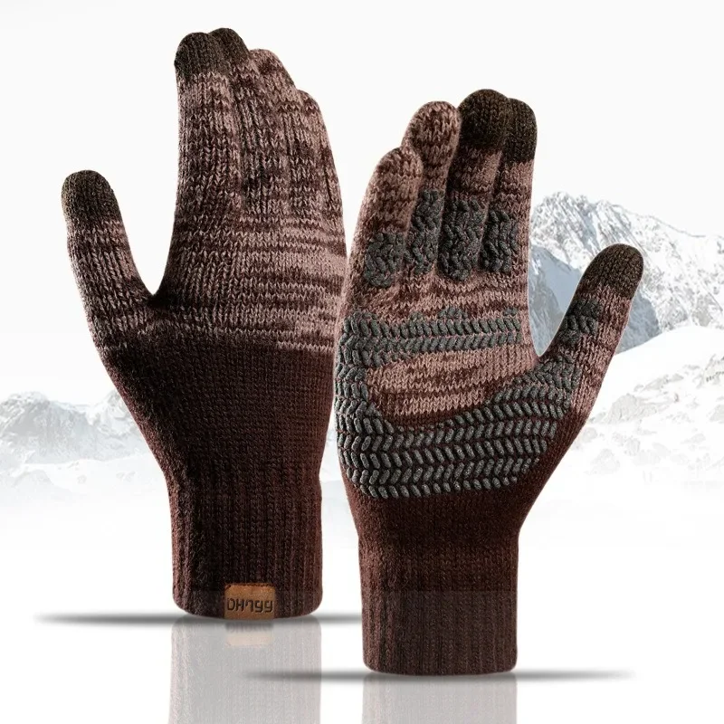 

Winter Men Thick Gloves Touch Screen Skiing Gloves Women's Men Knitted Winter Gloves Cashmere Knitted