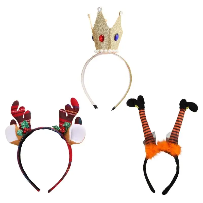 

A52E Kids Holiday Headbands Safe Fabric Costume Hair Accessory Fashion Hairband For Birthday Halloween Event