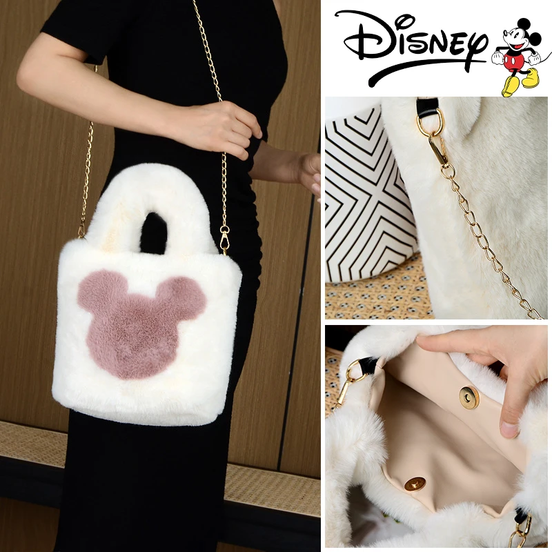 

Сумка-мессенджер с Микки Маусом Диснея, женская плюшевая модная сумка с героями мультфильмов для покупок, сумка для хранения макияжа, милая аниме-эстетичная сумка на плечо