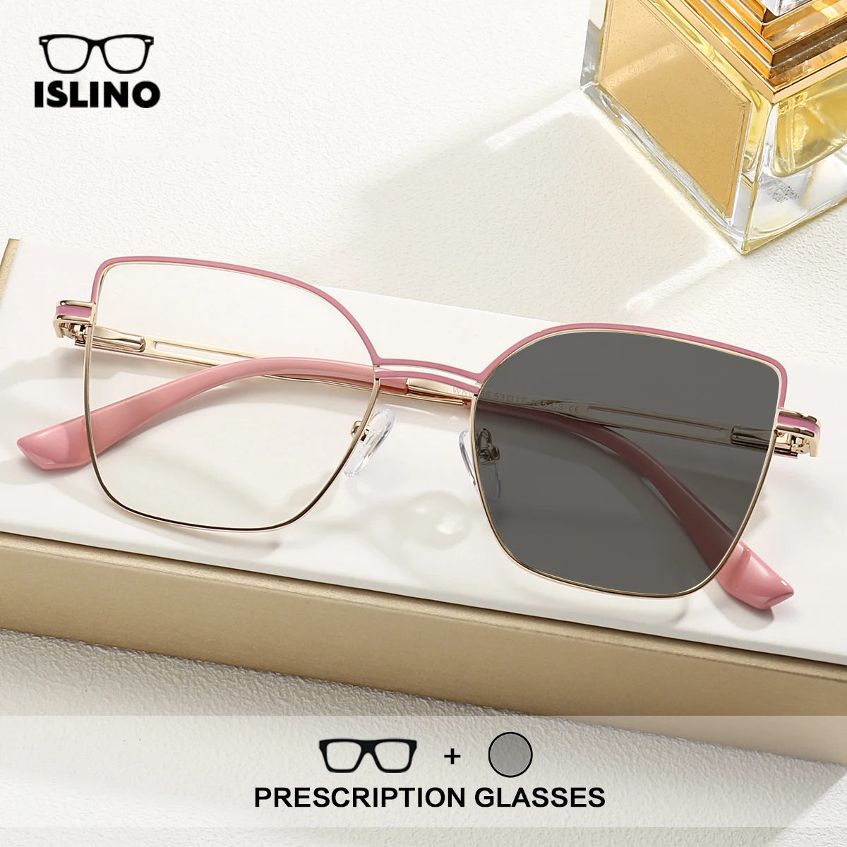 ISLINO Anti Blue Light Reading Glasses Cat-eye Women's High-end Fashion Lightweight Prescription Myopia Glasses