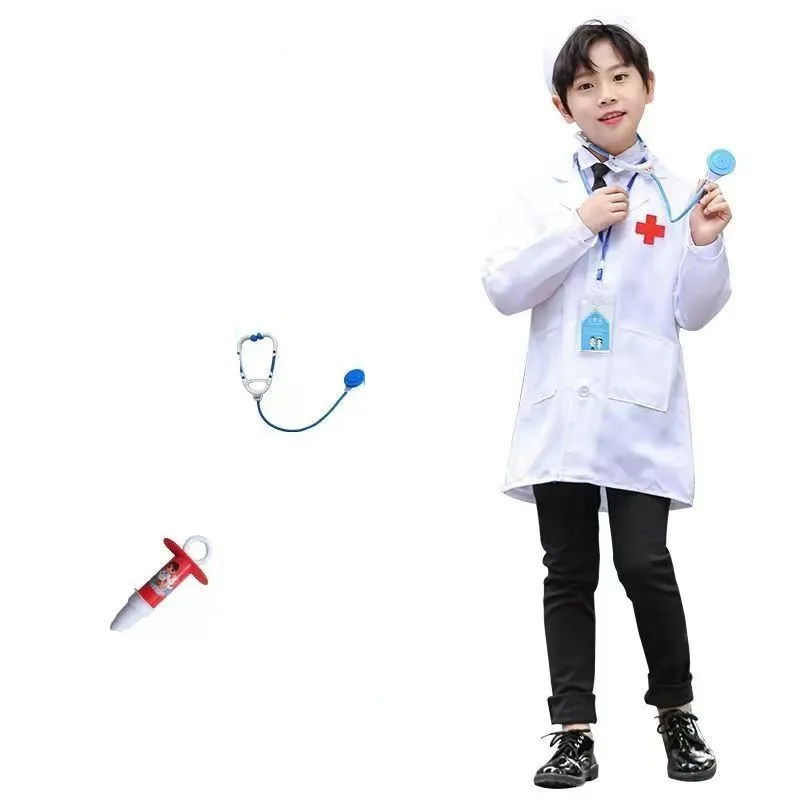 مجموعة أزياء لعب دور الطبيب والممرضات للأطفال بأكمام طويلة ملابس الطبيب ألعاب الأداء العائلي