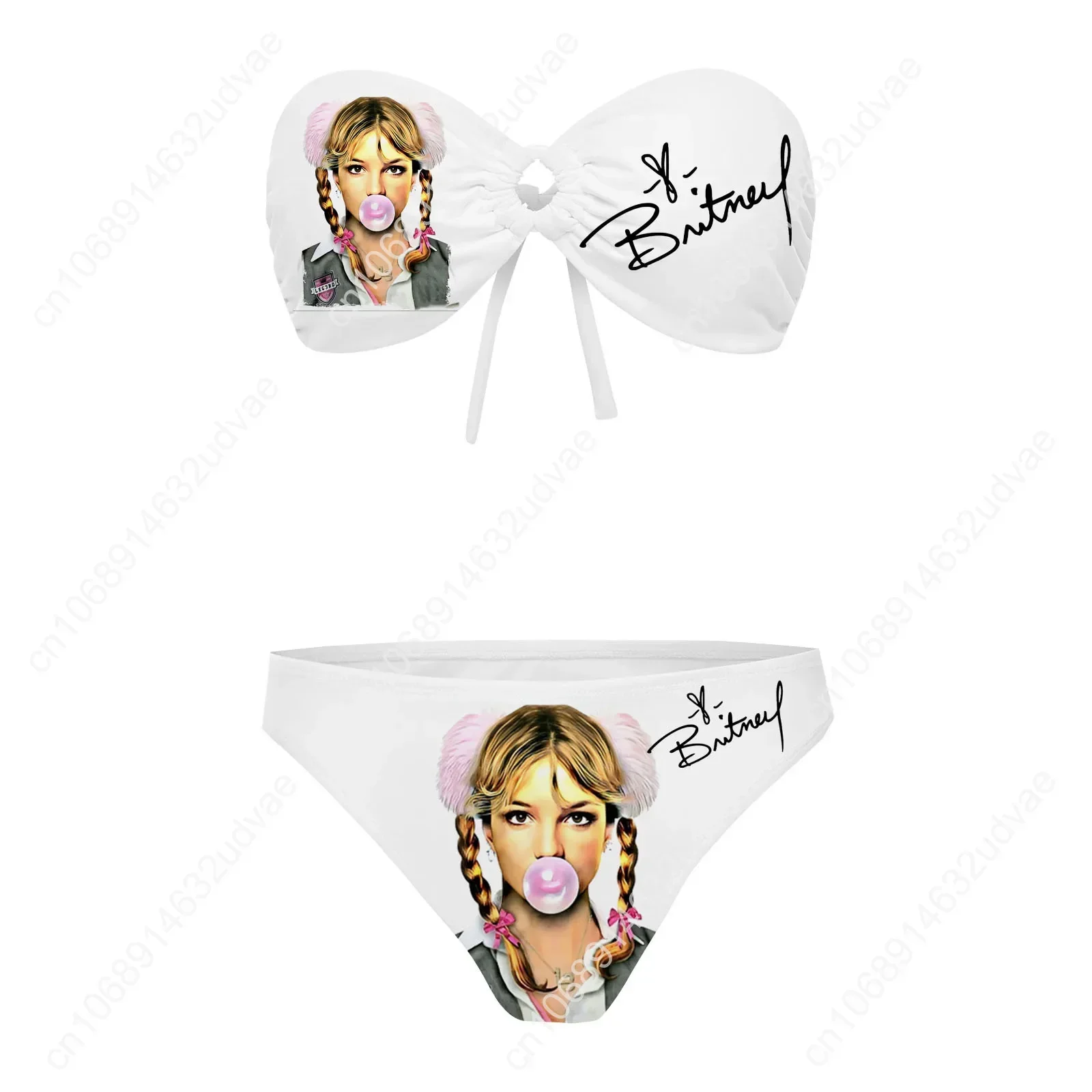 Britney Spears Strapless Swimsuit Womens Bathing Suits Personalized Fashion Swimwear Pool Party Sexy Bikini Customize Beachwear