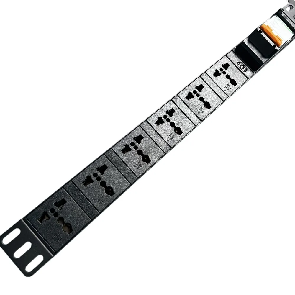 Black 19-inch 1U  Basic PDU Power Distribution Unit 8-port Universal PDU with Power Light Indicator Factory Guangdong