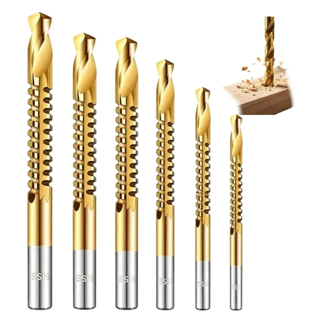 6Pcs Twist Drill Bit Set,3-8Mm Serrated Side Cutting Drill Bit, Woodworking Drilling Tool, Electric Drill Drilling Tool, Suitable for Plastic, Metal, Wood