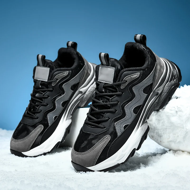 

Men's Thermal Waterproof Winter Boots - Non-Slip Plush Lined Snow Sneakers for Cold Weather