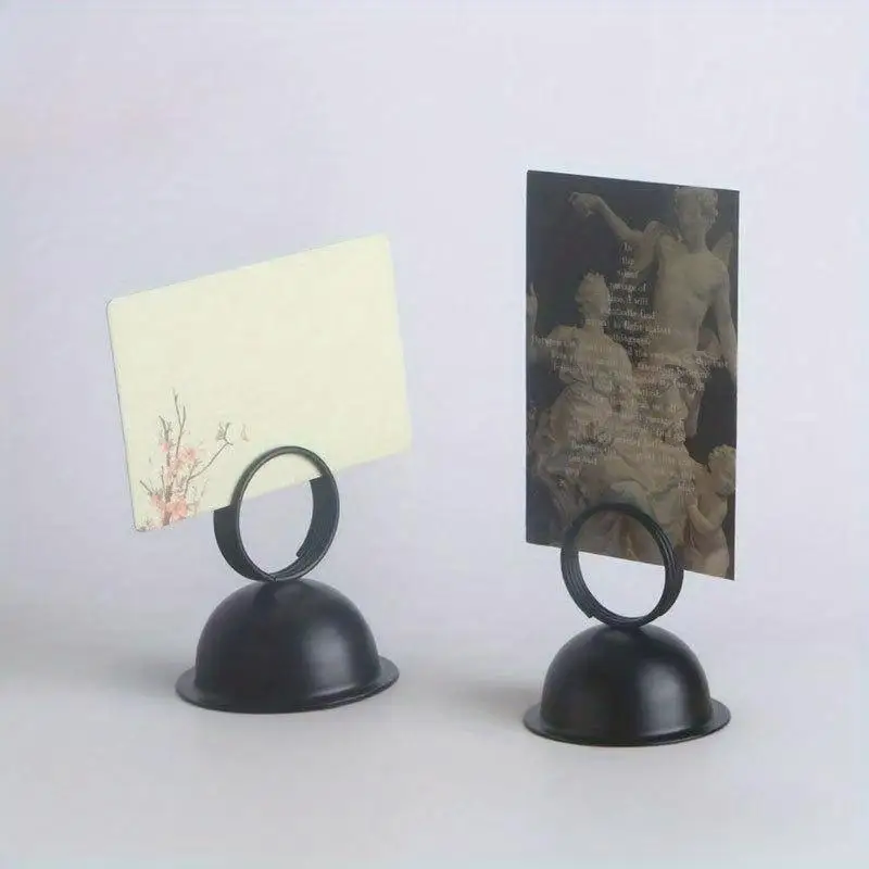 1PC Metal Round Business Card Holder Spherical Seat Number Plate Sticky Note Photo Message Holder