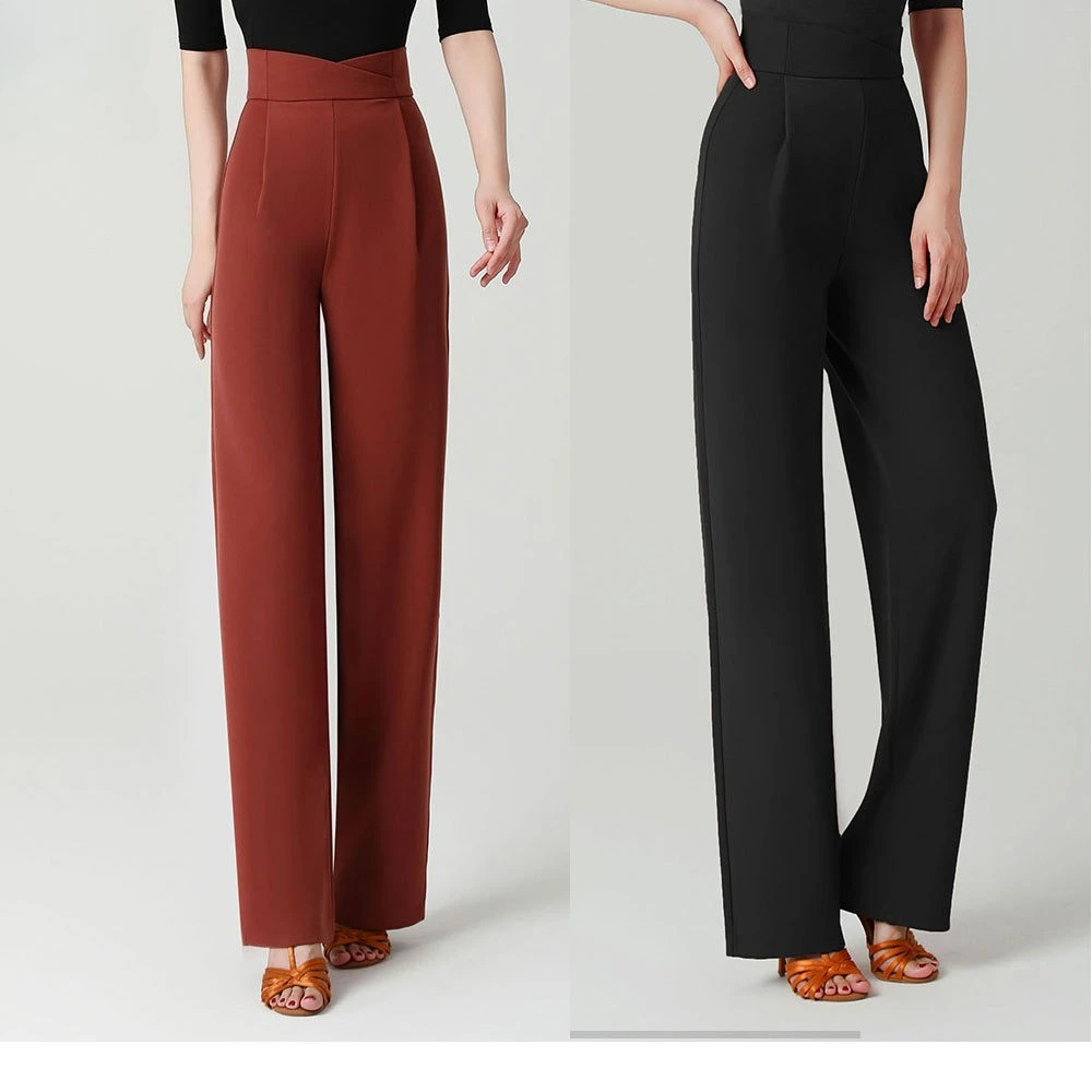 

Брюки для латинских танцев, современные танцевальные брюки, женские прямые брюки с перекрестной талией и квадратными танцами