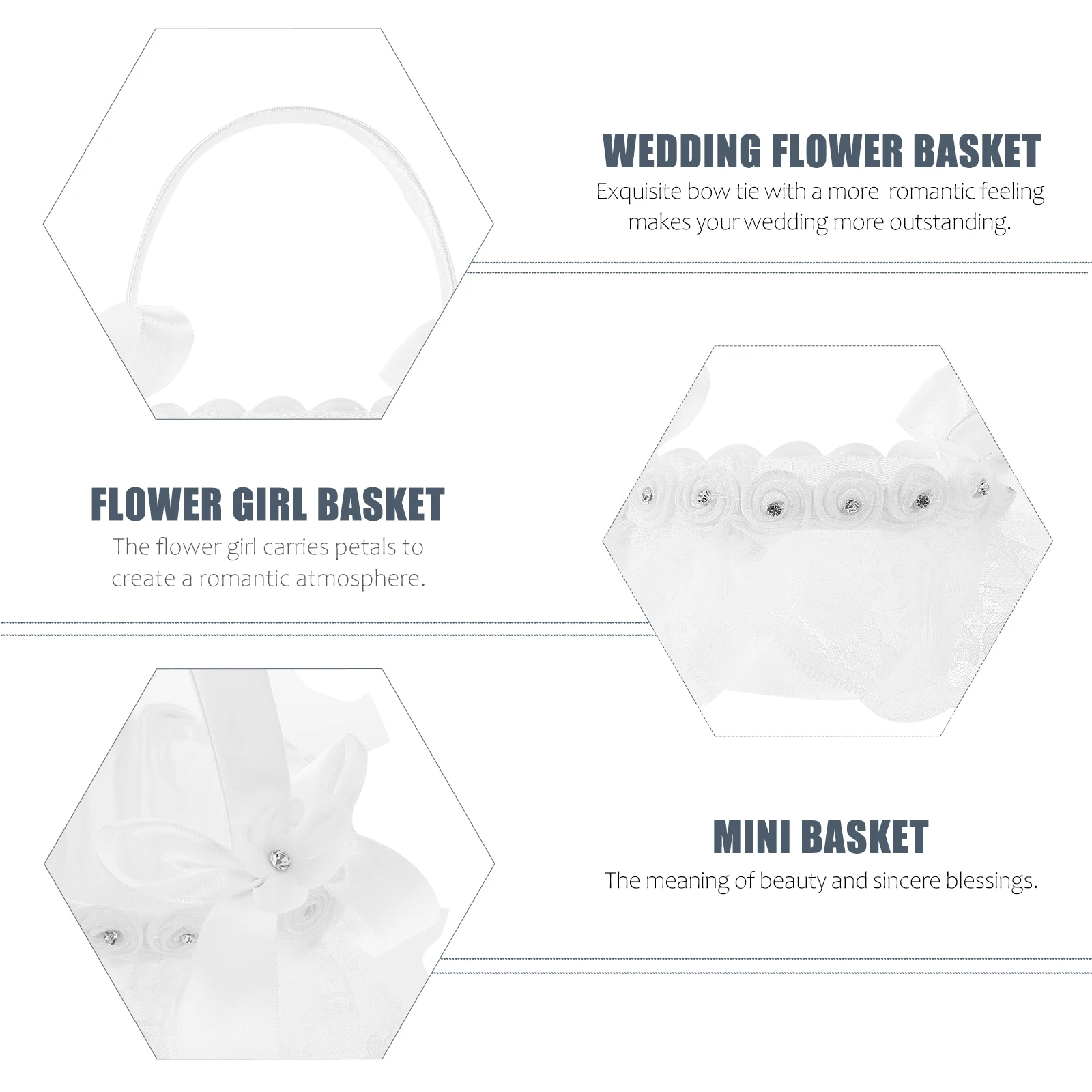 

2 Pcs Flower Basket with Bow Wedding Girl Baskets for Container Ceremony Fabric Ornaments Handheld