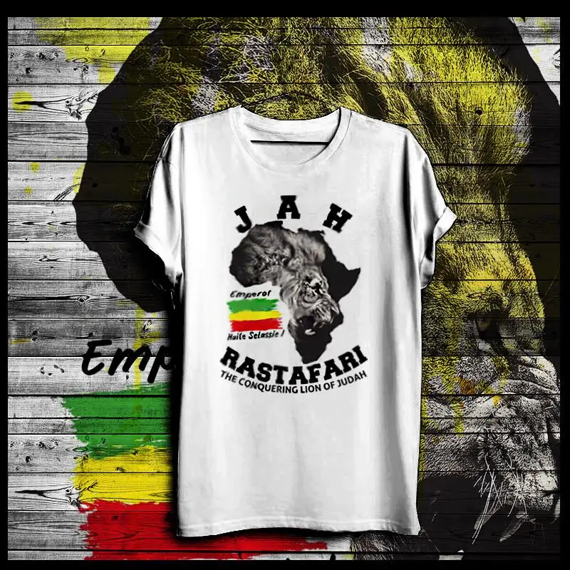 Reggae t-shirt Roots Rock Rasta Flag Jah Rastafari Haile Selassie rastaman vibe