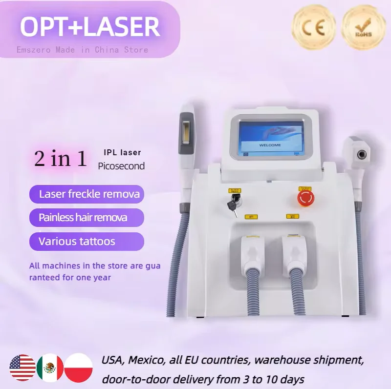 

Portable 2 In 1 Nd Yag Tattoo Removal Machine IPL OPT Hair Removal Machine ND YAG Tattoo Removal Hair Portable