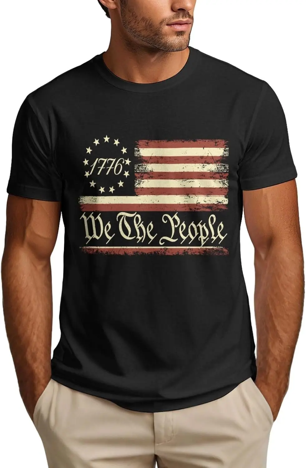 

Футболка к 250-летию, винтажная мужская футболка с американским флагом, патриотическая, 1776 г.