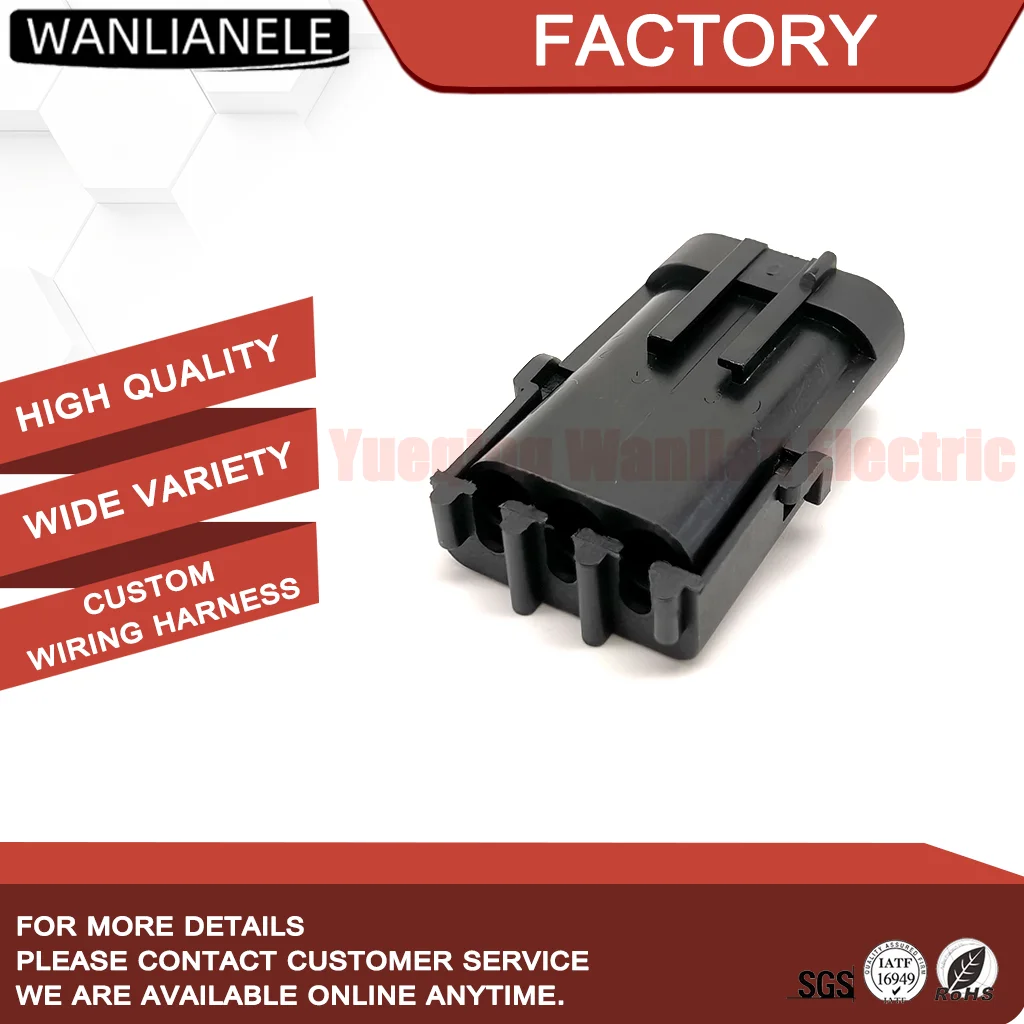 50 Sets 12010717 3 Pin Male Connector Weather-Pack 20A 125°C Waterproof Sealed Automotive Plug Black Cable Mount