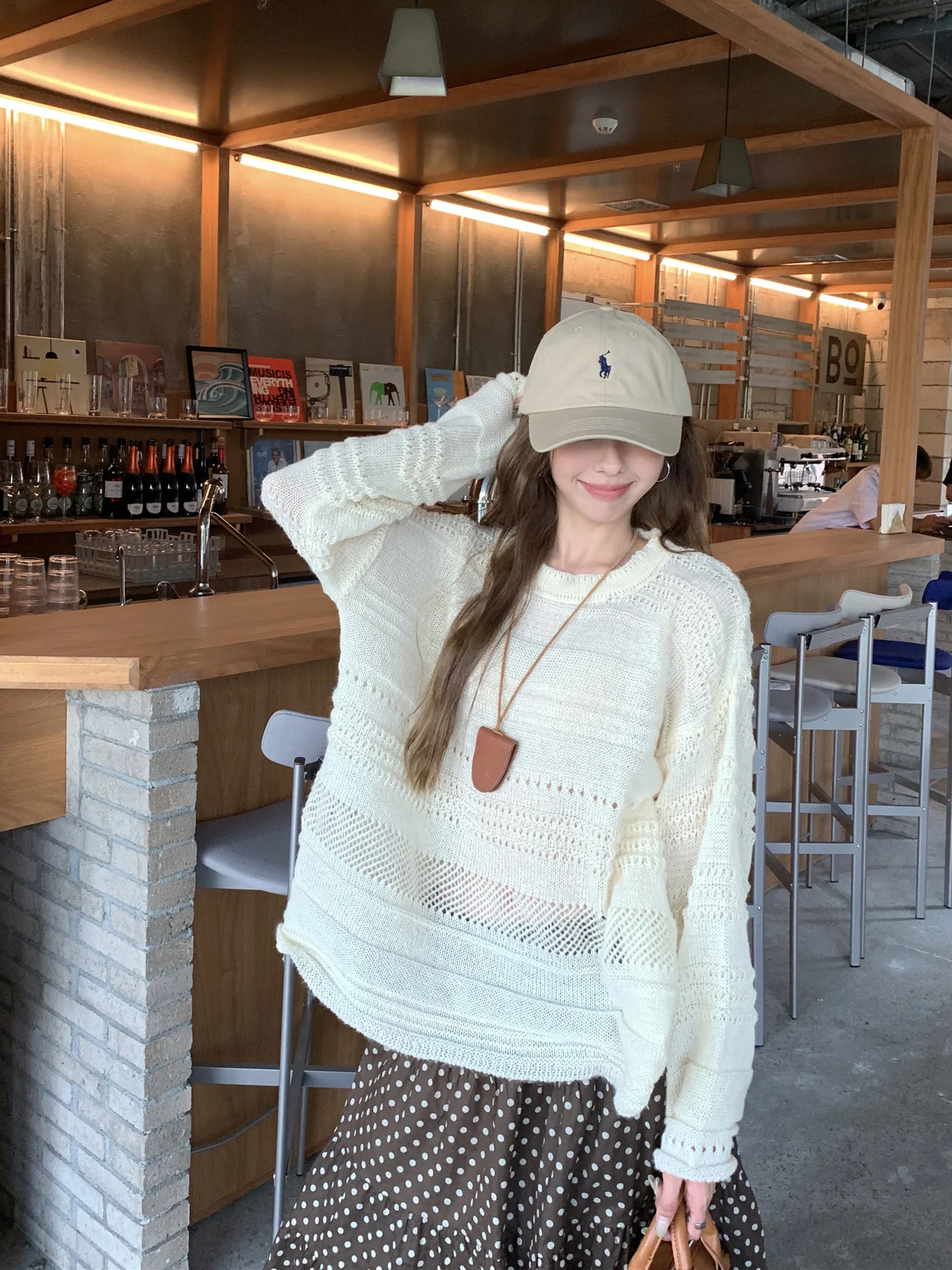 

Вязаный свитер Kumikumi Lazy Style с вырезами и длинными рукавами, женский, весенний, шикарный, приталенный, с круглым вырезом, для повседневной носки, в корейском стиле