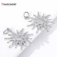 Pendentifs en laiton plaqué or 18 carats avec breloques soleil en Zircon, pendentif soleil en Zircon incrusté, accessoires de fabrication de colliers de bijoux à bricoler soi-même 5