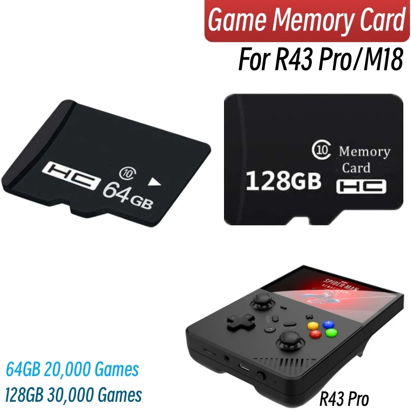 بطاقة ذاكرة TF لإصلاح وحدة التحكم في الألعاب R43 Pro ، 64 جيجابايت ، GB ، ألعاب مجانية لوحدة التحكم M18 ، DIY