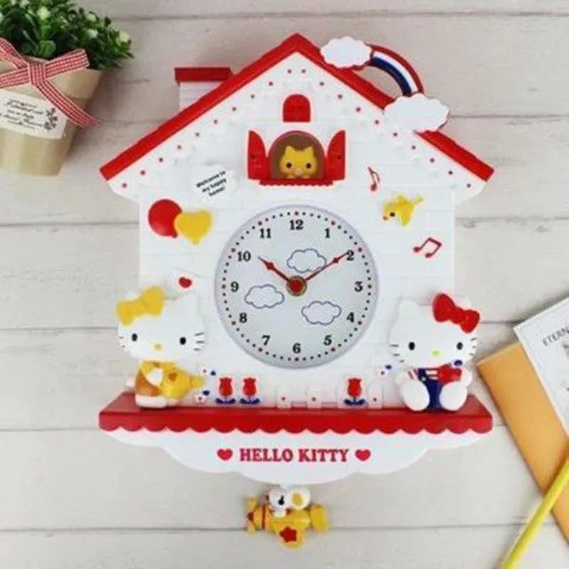 Sanrio New  Hello Kitty Kuromi My Melody Cinnamoroll Pompompurin Pochacco Clock Decoration Room Fashion Trend Cute Kawaii Anime view 4