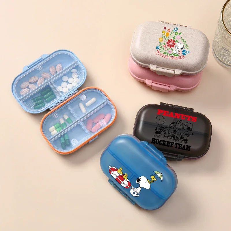 Anime New Kawaii Snoopy 7 Grids Pill Box Cartoon Portable Travel Medicine Organizer Container Girls Boys Weekly Tablet Holder