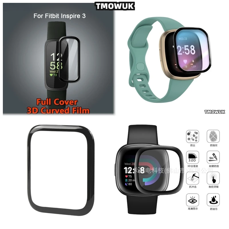 

For Fitbit Sense 2 Versa3 2 4 Inspire 3 Charge 6 5 Case Friendly Film Protector Seamless Curved Edge Design Max Coverage