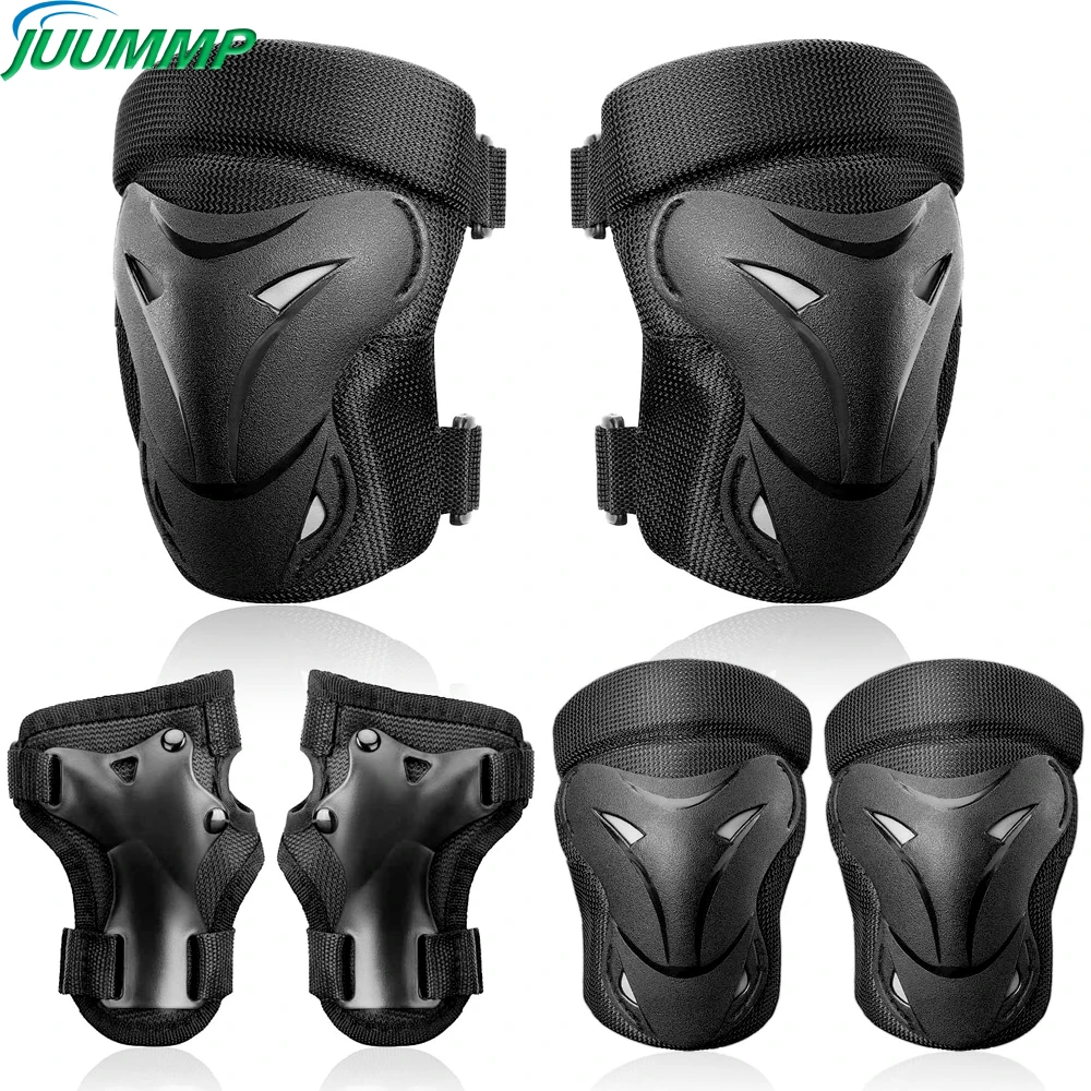 JUUMMP 6Pcs Protective Gear Set Skating Knee Pads Elbow Pad Wrist Hand Protector for Adult Kids Cycling Roller Rock Climbing