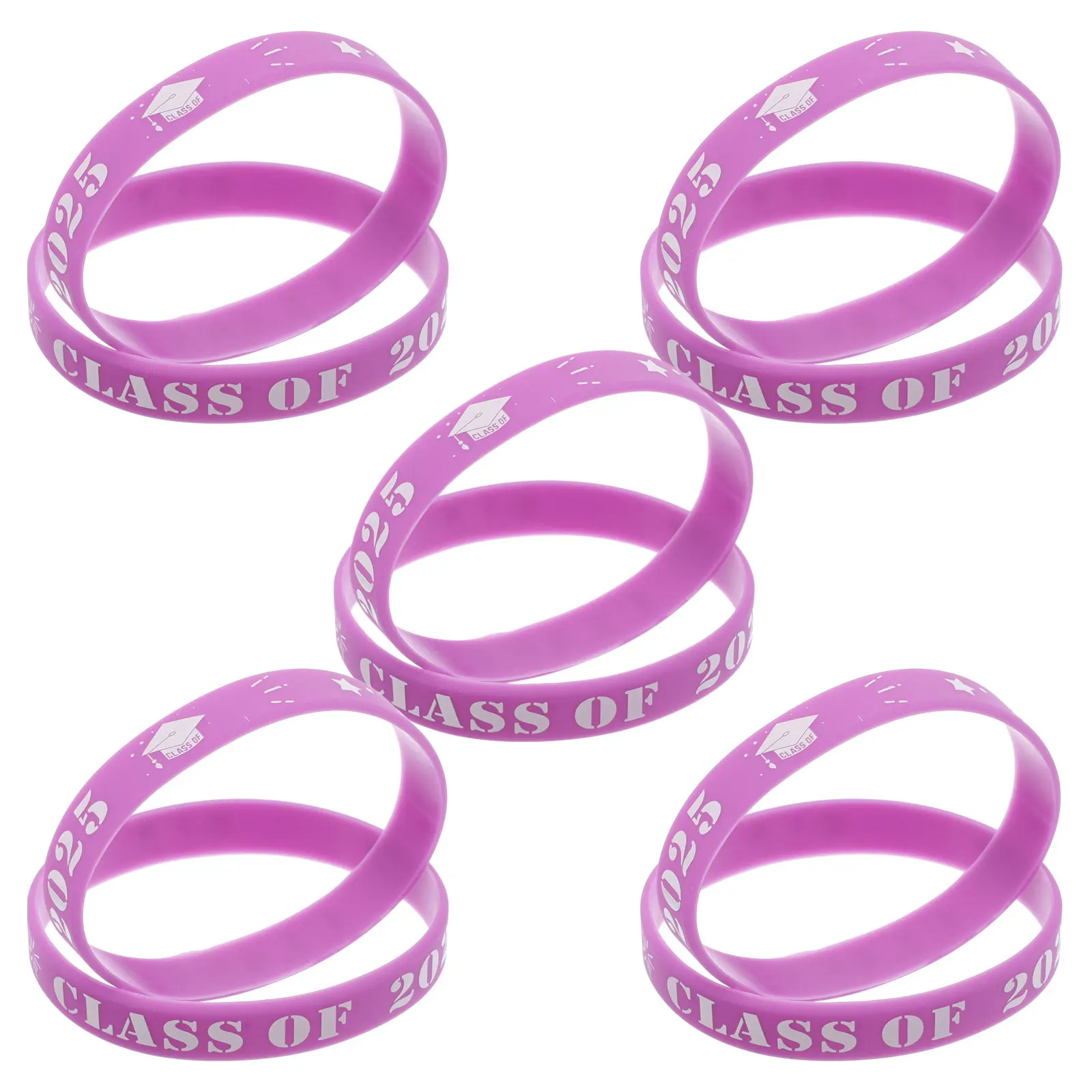 

10Pcs Graduation Wristbands Silicone Bracelets Class of 2025 Party Accessory School Events Decorative Graduation Bands