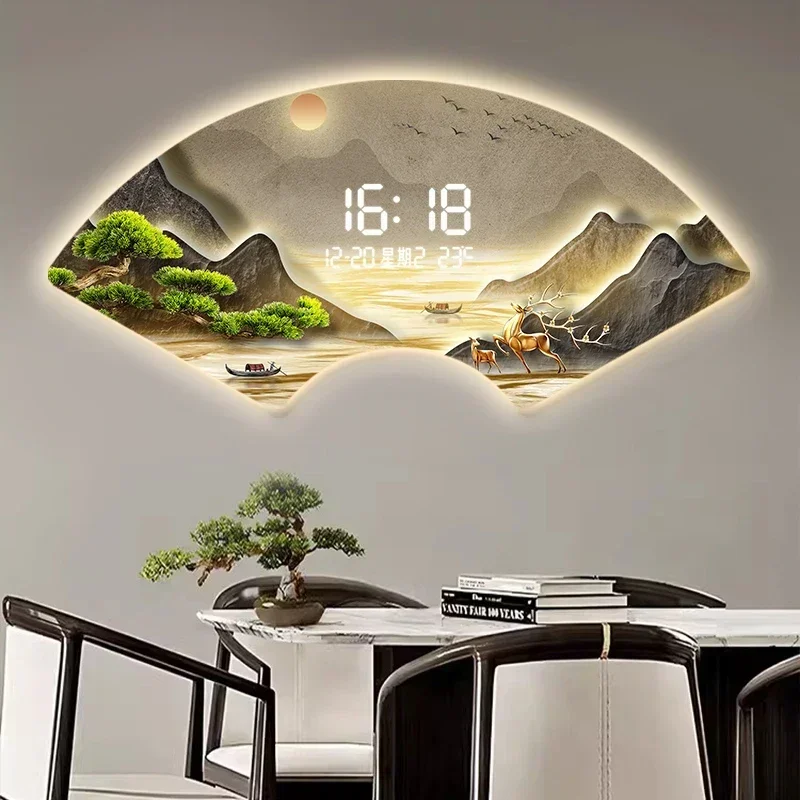 #Temperature Date Wall Clock Silent Nordic Items Living Room Wall Clock Led Light Bedroom Modern Relojes De Pared Home Decor