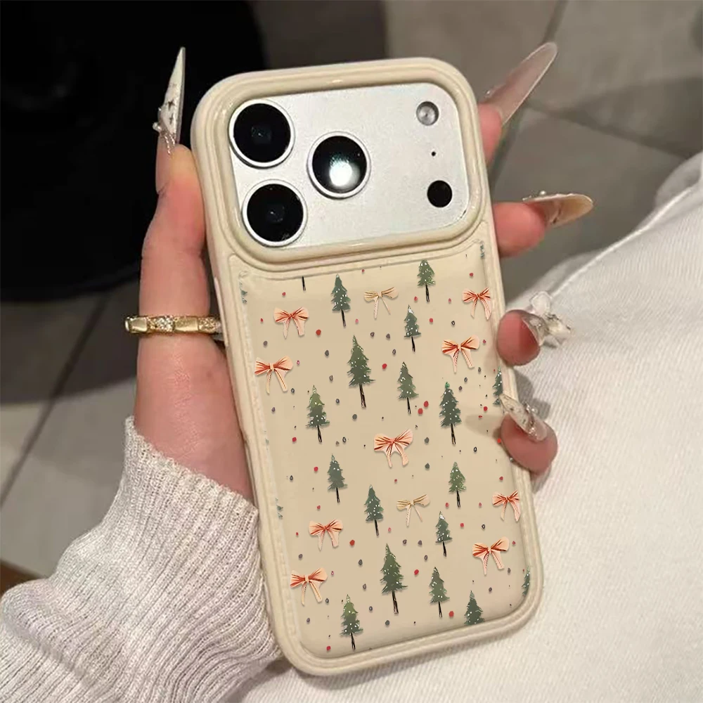 

Christmas Elements Soft TPU Phone Case For iPhone 11 12 13 14 Plus 15 16 17 Pro Max 17Air Leather Texture Silicone Phone Cover