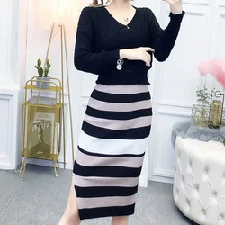 Sexy Slit Long Sleeve 2 Pieces Sets for Women Dress Woman Outfit Top and Bottom Co Ord Summer Clothes 2024 Elegant Casual Chic