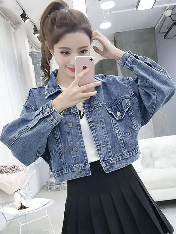 Cappotto ort versatile casual da donna in denim patchwork retrò Jaet Primavera Autunno ular Jaet coordinato da donna di piccole dimensioni