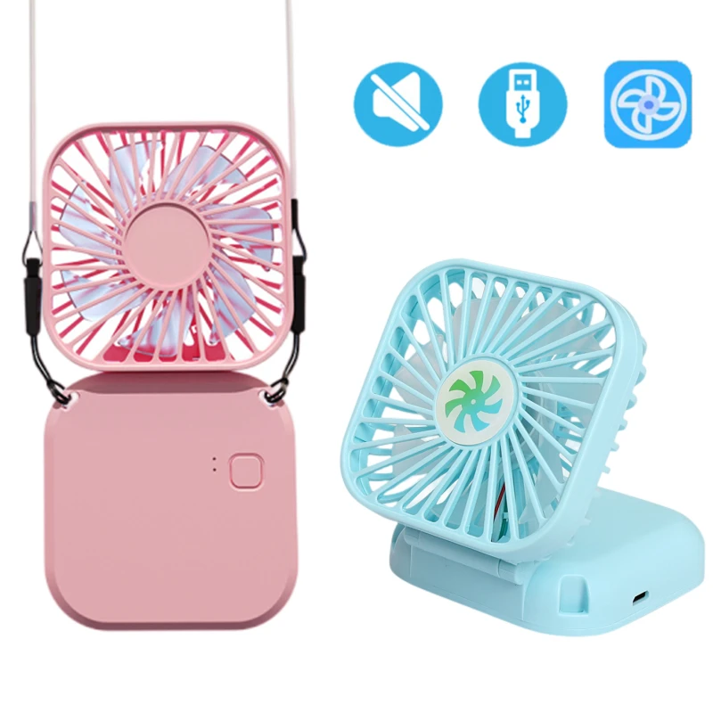 Portable USB Fan Mini Air Cooler Summer Fashion 3 Mode Fan Rechargeable Office Home Outdoor Hanging Neck Fan Handheld Desk Fan