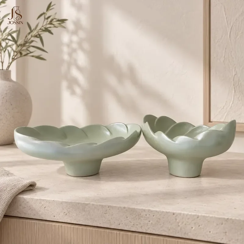 Jossin Elegant Ceramic Fruit Tray with Flower Design for Home Decor Chocolate Serving Plate Modern Kitchen Tableware Gift for