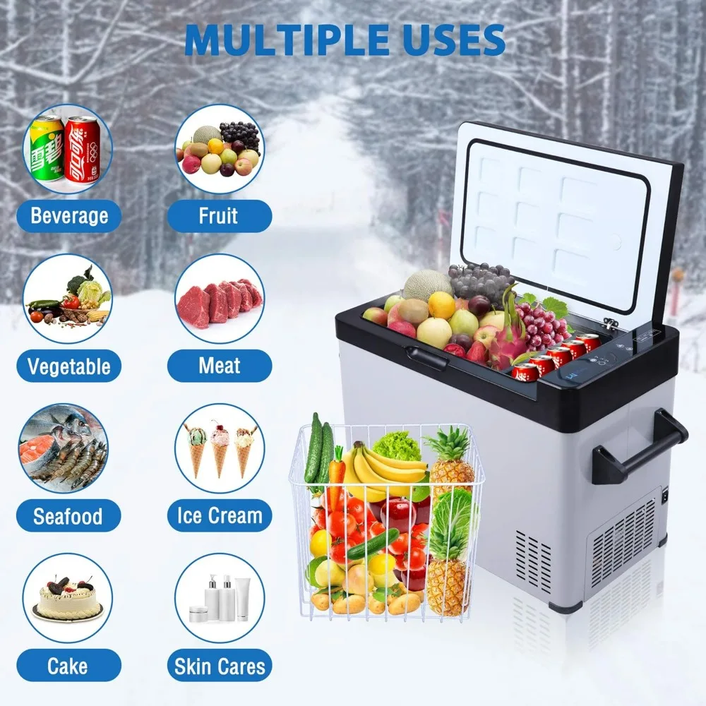 Car Refrigerator 52 Quart 12V/24V DC Portable Refrigerator Freezer Electric Cooler -7.6℉ - 68℉ for RV, Travel, Boat, Camping Use