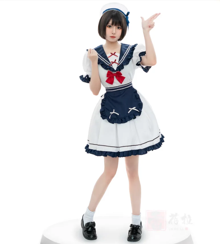 

Japanese Sailor Navy Style Dress Academy Style JK Uniform Lolita Dress Halloween Maid Dress