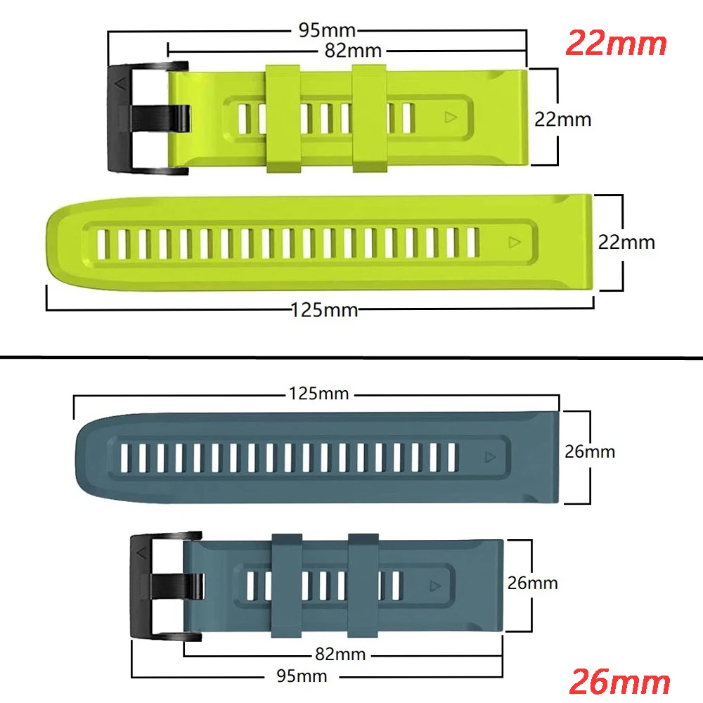 26 22mm Silicone WatchBand Strap For Garmin Fenix 6 6X Pro 5 5X Plus Enduro Epix Gen 2 WristStrap QuickFit Release Bracelet