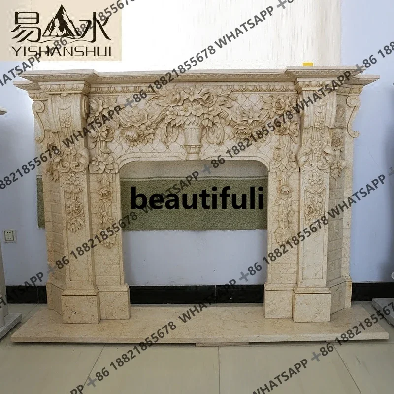 Marble fireplace European modern stone fireplace rack indoor living room decoration heating ornament customization b567