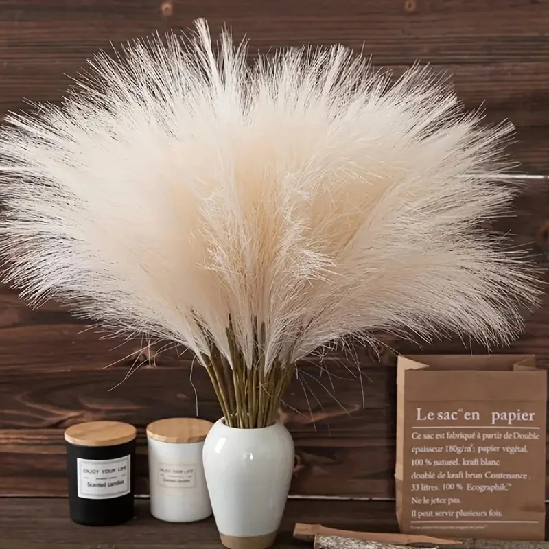 10 pieces, artificial Pampas grass, reed grass, artificial flashy grass, fluffy branches, home bohemian floral decoration