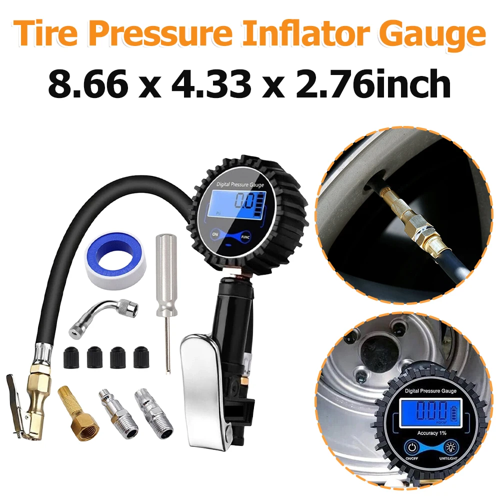 

Цифровой воздушный компрессор с ЖК-дисплеем, пистолет для накачивания автомобильных шин, воздушная линия из алюминиевого сплава, клипса для шин, насос для мотоцикла, велосипеда, авто