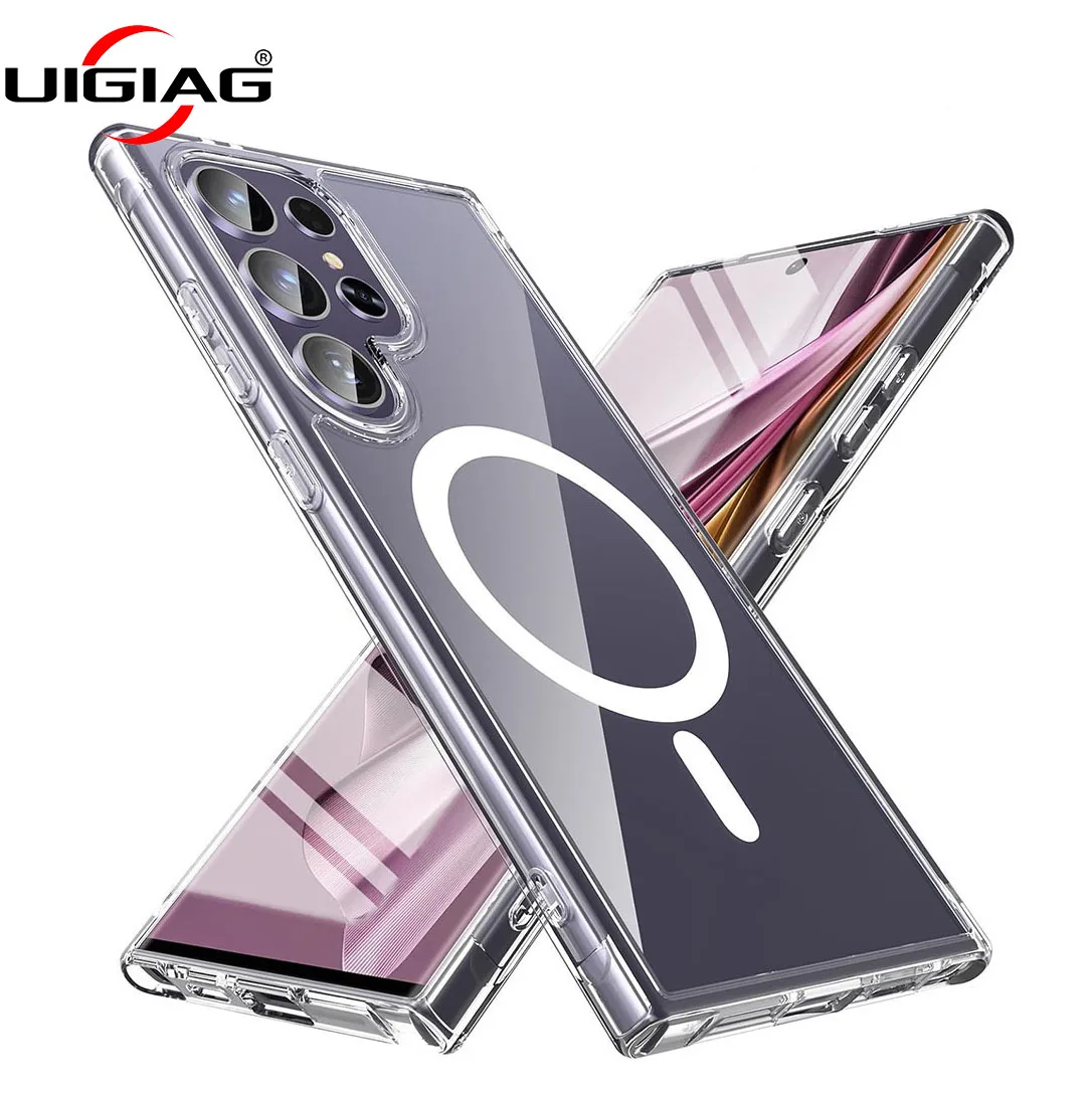 Magnetic For Magsafa Wireless Charger Case For Samsung Galaxy S24 S23 S22 S21 FE Plus Ultra Hybrid Hard Cover Clear Soft Shell