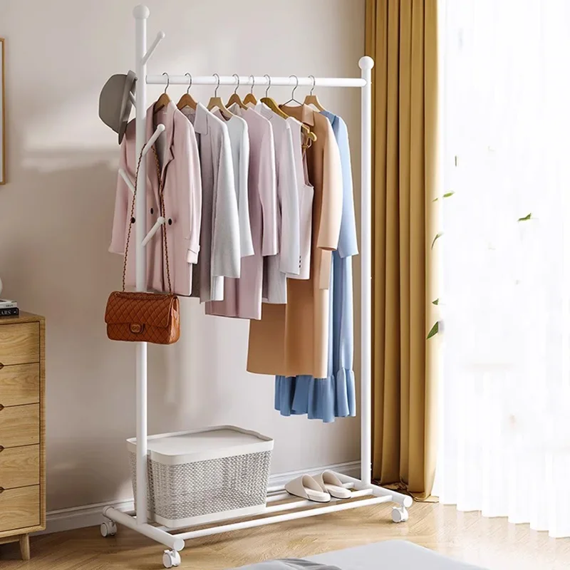 

Plastic Pole Clothes Rack Wheels Floor Bedroom Home Modern Clothes Rack Storage Coat Burro Ropa Perchero Nordic Furniture