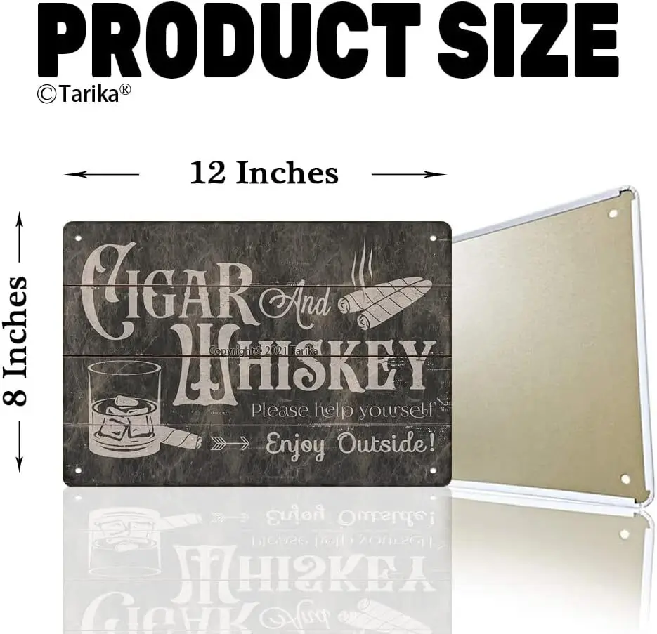 Cigar And Whiskey Please Help Yourself Enjoy Outside Tin Metal Signs for Cig