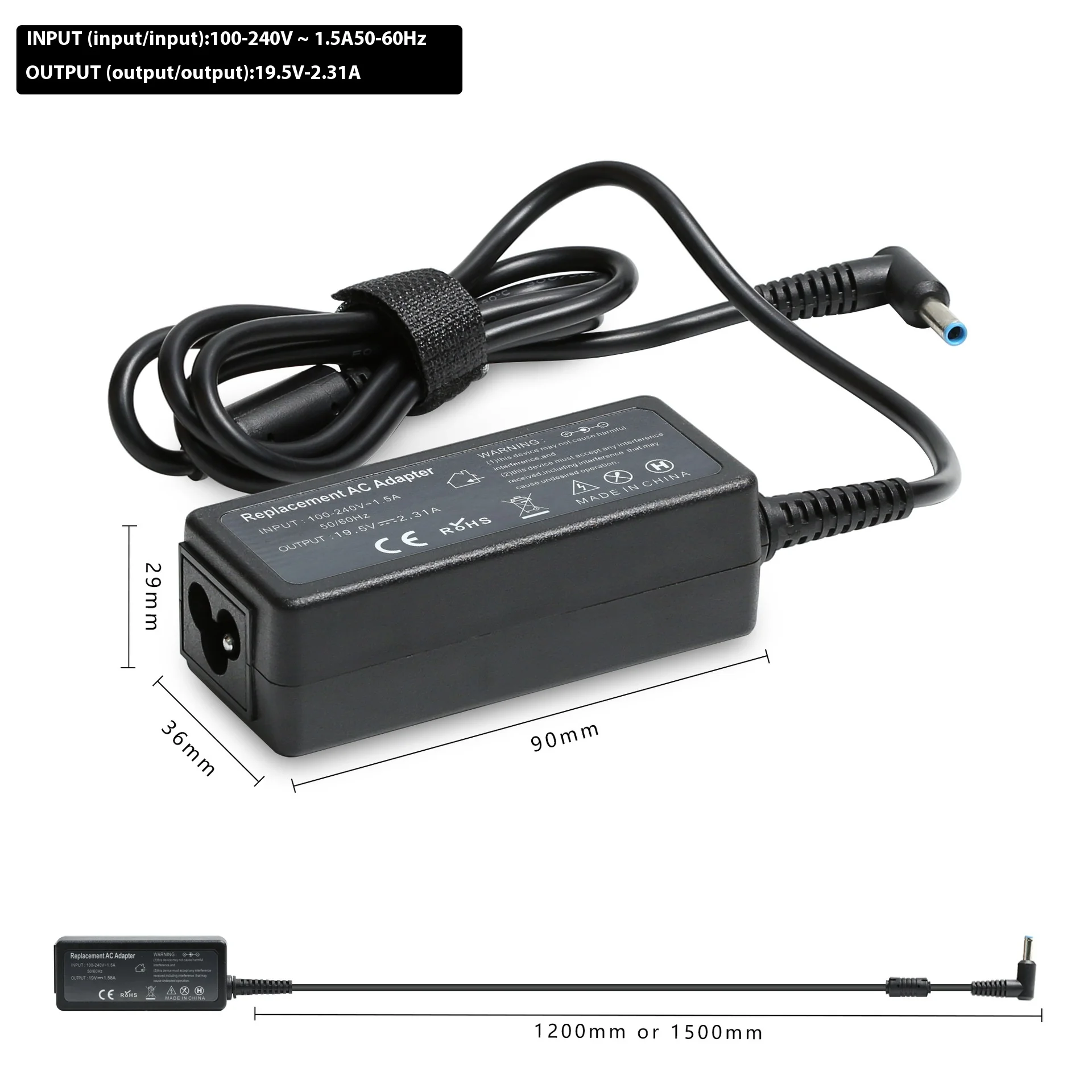 45w 19.5v 2.31a azul ponta notebook carregador ac adaptador para hp probook 400 430 x360 portátil potência 740015-002 696694-001 854054-001