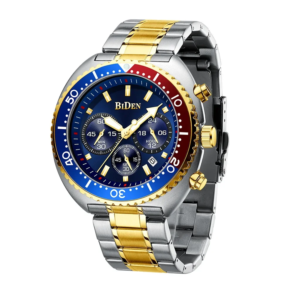 Business Fashion BIDEN Waterproof Men's Quartz Watch Hot Selling Men's Watch Full Stainless Steel Wholesale