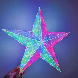 Christmas Tree Topper Star Light Decor Luminous Multicolor Five-pointed Star LED Christmas Star USB Powered Xmas Gift