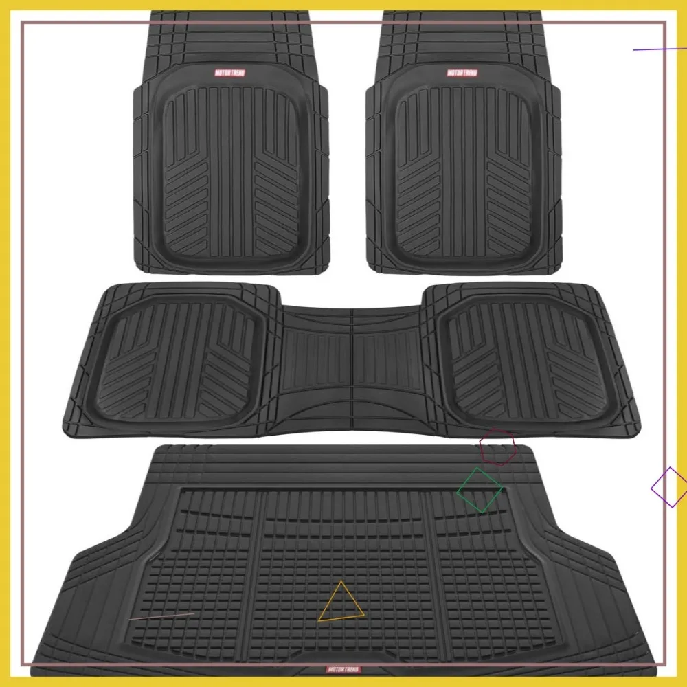 

All-Weather Rubber Floor Mats Set for Cars, SUVs & Vans - Deep Dish Protection with Anti-Slip Backing