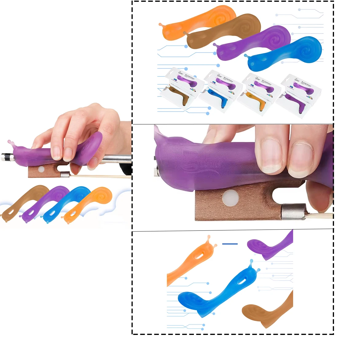 1/8 - 4/4 Violin Bow Grip Partner Violino Hold Bow Posture Corrector Universal Silicone Accessories Teaching Aid for Beginner
