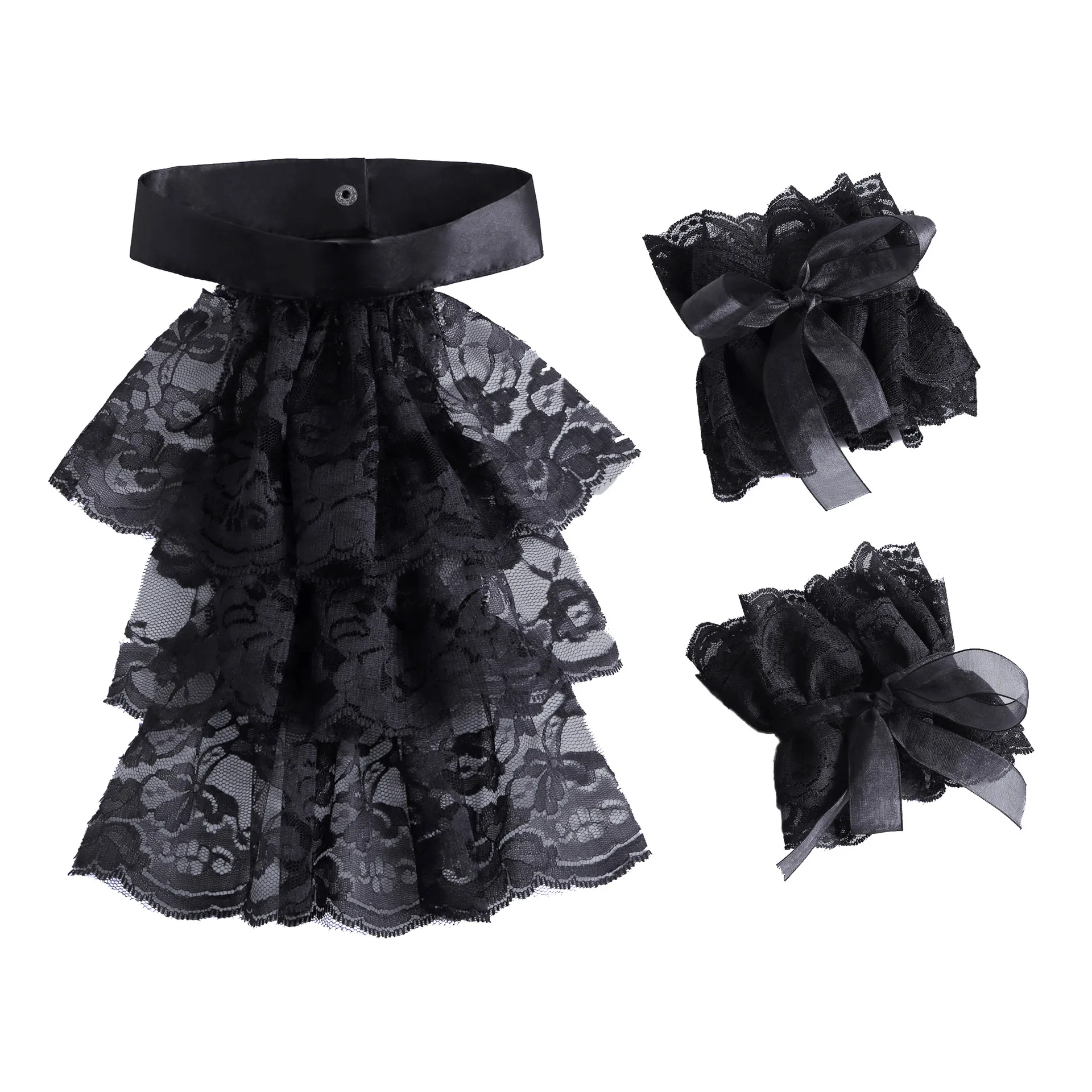 

Women Lace Cuffs Collar Set White Black Detachable Fake Sleeves Wedding Bridal Gowns Accessories Sweater Cuff Decorative