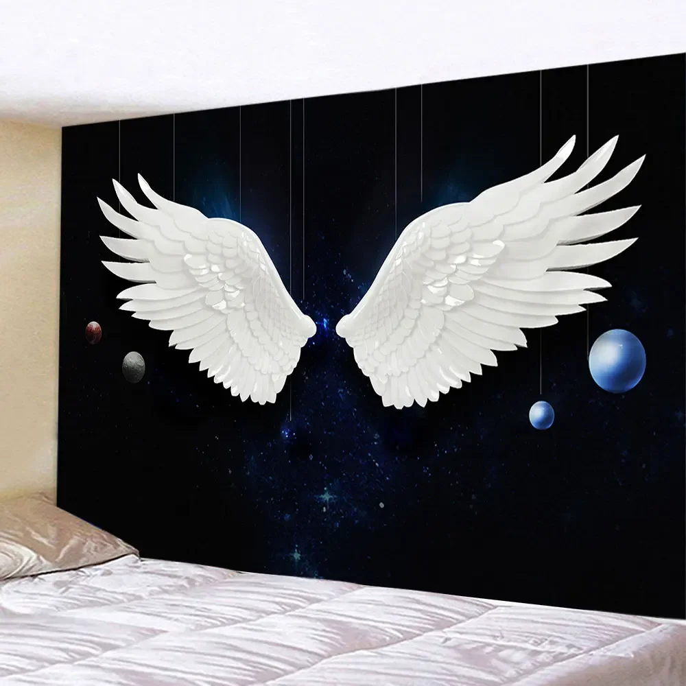 Large Angel Wings Tapestry Hippie Psychedelic Feather Occult Background Art Wall Hanging Home Decorations Bedroom Living Room