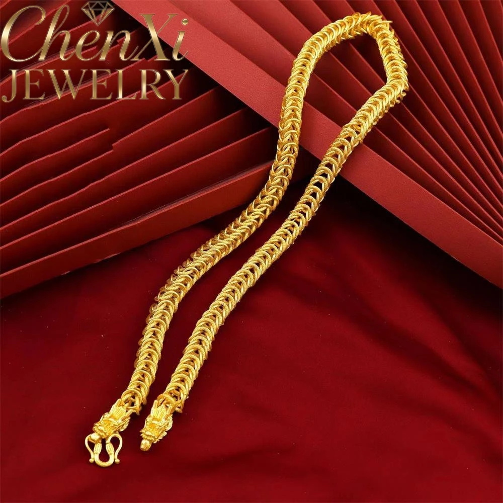 High-end Sand Gold Dragon Bone Necklace Luxury Quality Fashion Fine Jewelry Exquisite Elegant Popular Charms Mascots Gift Young 2
