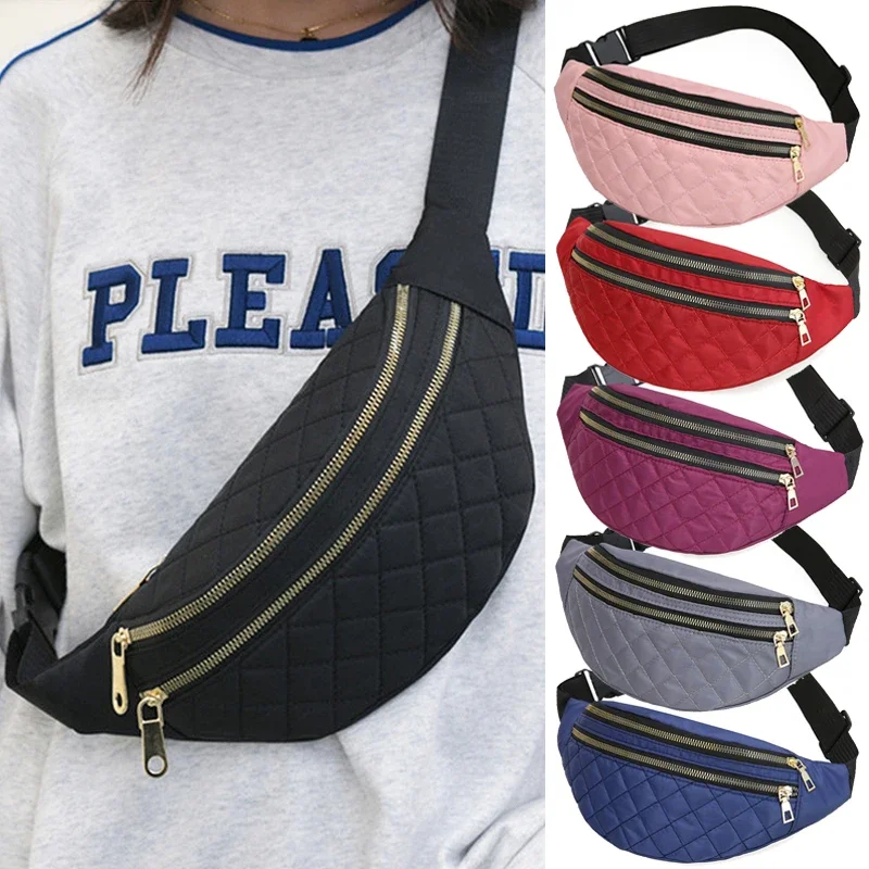 

Waist Bag Women Men Waterproof Pocket Fashion Casual Chest Handbag Unisex Sports Travel Purse Plaid Waist Pack Belly Bags Case