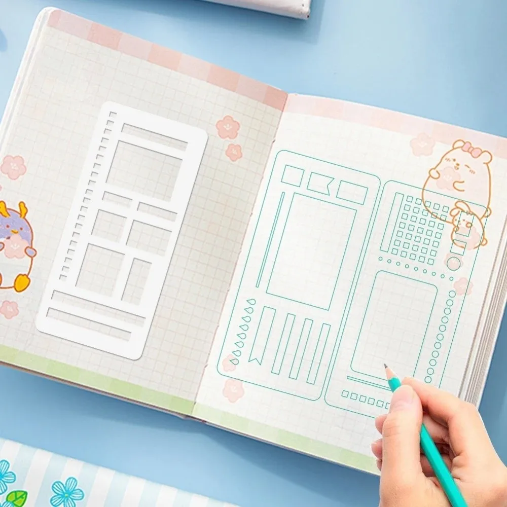 3 قطعة تصميم شبكة نقطة اليدوية قالب سجل مرن DIY بها بنفسك سجل القصاصات مجلة مستطيل الاستنسل حاكم مجموعة الإستنسل صياغة أدوات #5